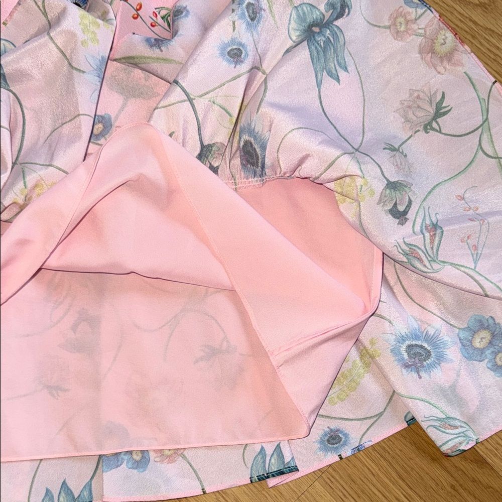 Borgo De Nor Floral Pink Dress Knee Length Short Flutter Sleeve Size 8 - Picture 5 of 11